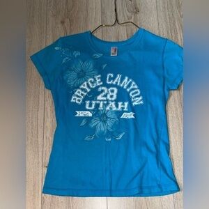 Prairie mountain Bryce Canyon national park Blue Women's Top short sleeve shirt